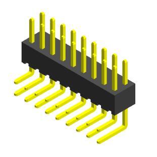 2.54mm double rows Right angle Male header HMNDR43 H=4.3